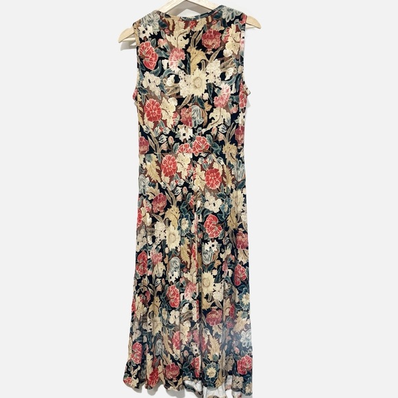 Peruvian‎ Connection Belvedere Romantic Floral Midi Surplice Faux Wrap Dress M - Picture 2 of 10